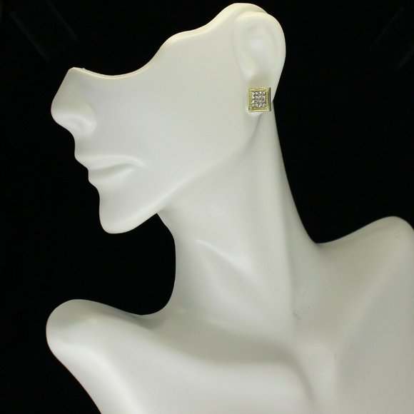 Mens Square Gold Plated Hip Hop Earrings - Picture 5 of 7